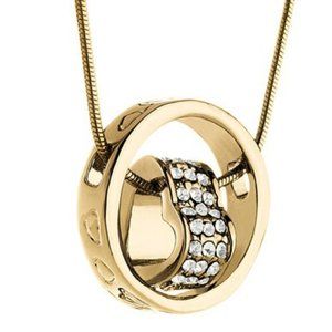 Heart w/ circle Necklace Made with Swarovski Crystals- 14 kt Gold Overlay